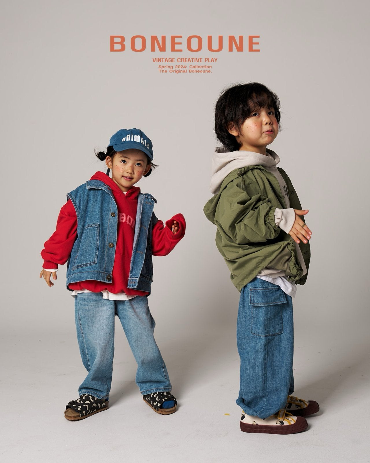 BONEOUNE ソフトカーゴデニムパンツ---bn504