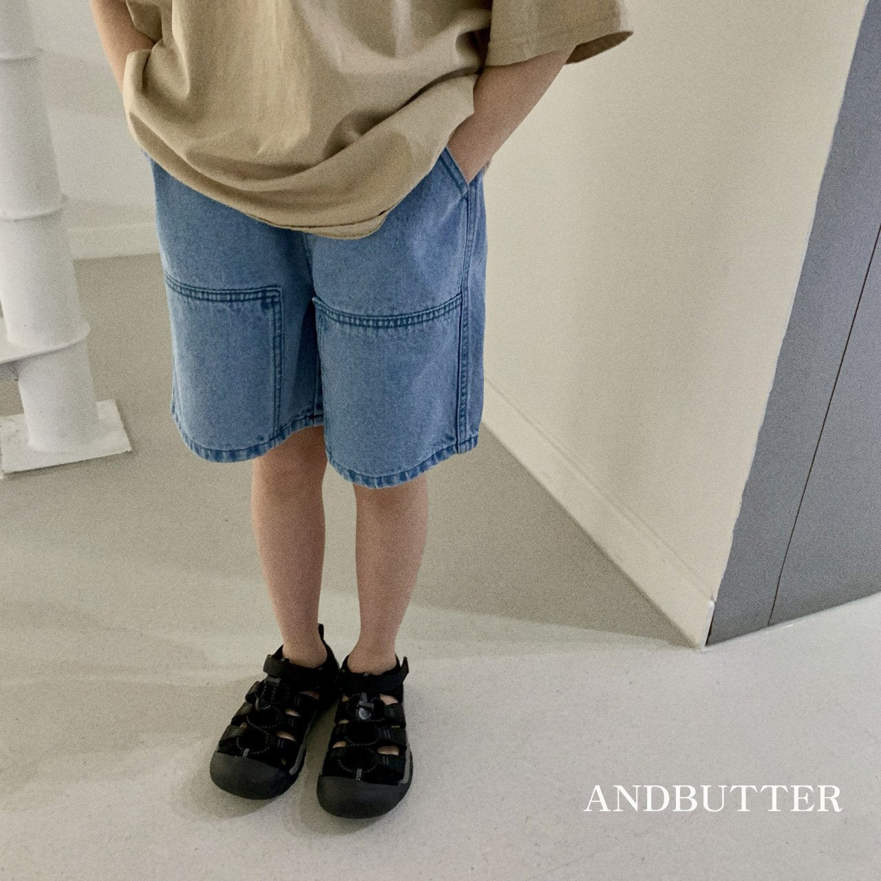 andbutter ハーフデニムパンツ☆即納☆---an111