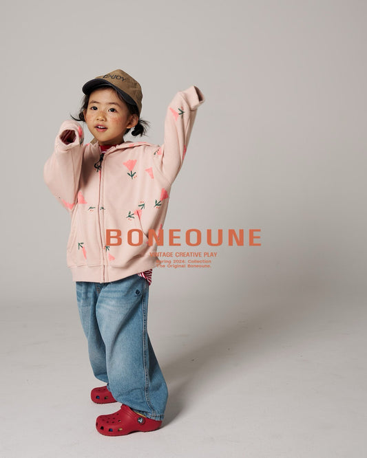 BONEOUNE フラワージップフーディー☆即納☆---bn511
