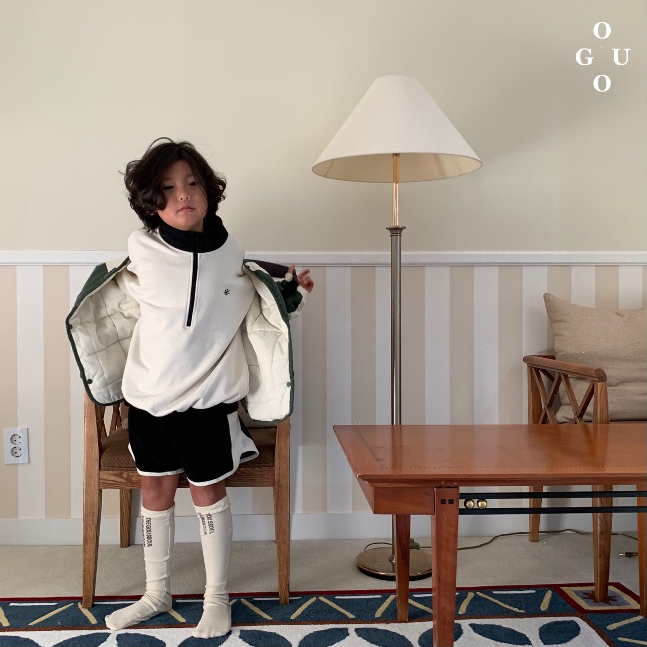 Lsize・GO.U ハーフジップハイネックpo☆即納☆---gk339