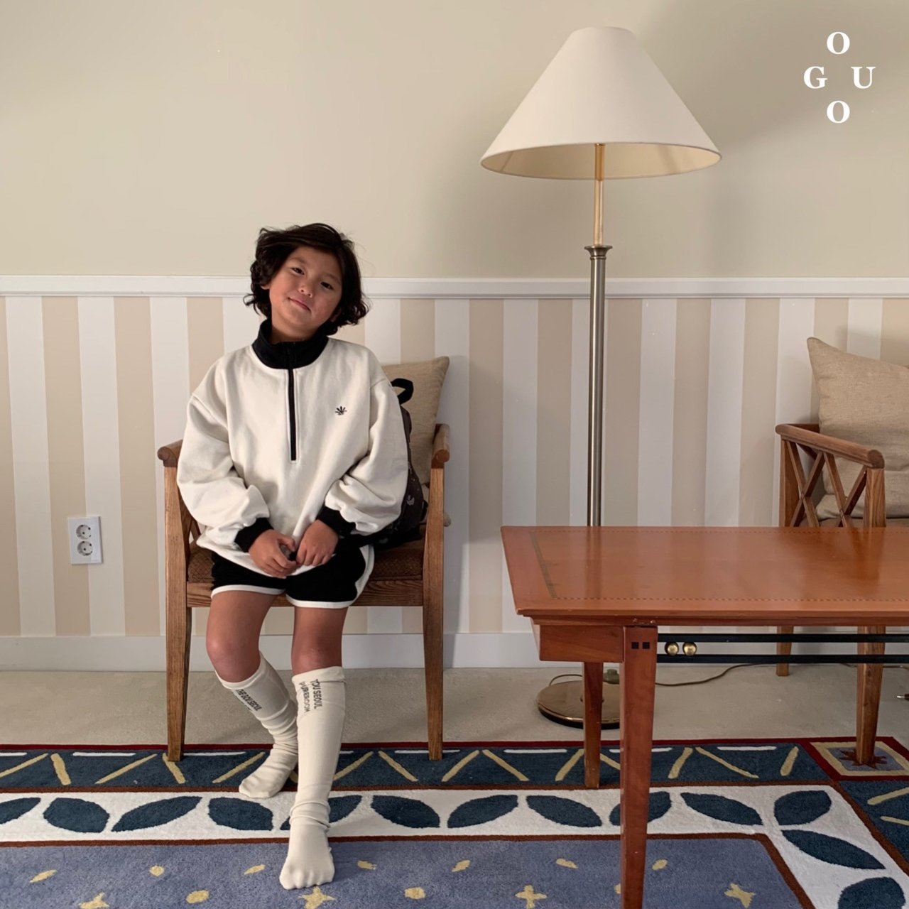 Lsize・GO.U ハーフジップハイネックpo☆即納☆---gk339