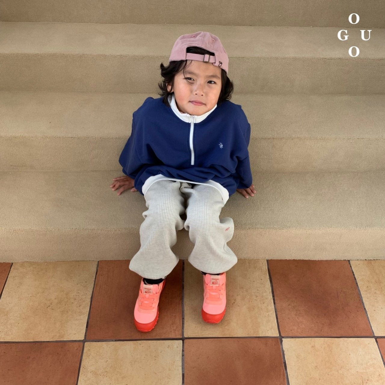 Lsize・GO.U ハーフジップハイネックpo☆即納☆---gk339