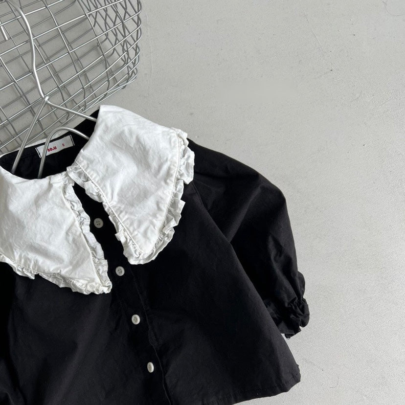 セーラーカラー配色ブラウス☆即納☆---ss006