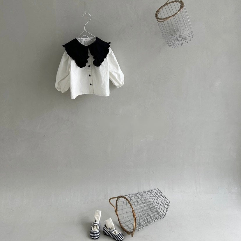 セーラーカラー配色ブラウス☆即納☆---ss006