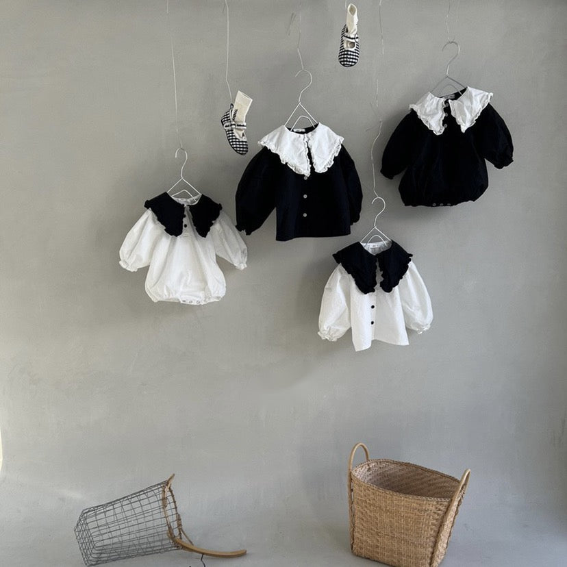 セーラーカラー配色ブラウス☆即納☆---ss006