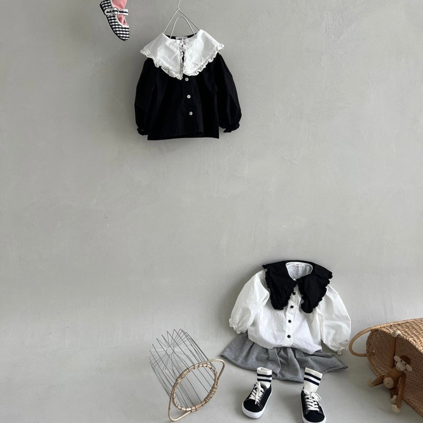 セーラーカラー配色ブラウス☆即納☆---ss006