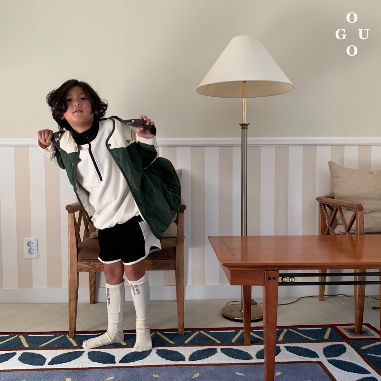 Lsize・GO.U ハーフジップハイネックpo☆即納☆---gk339