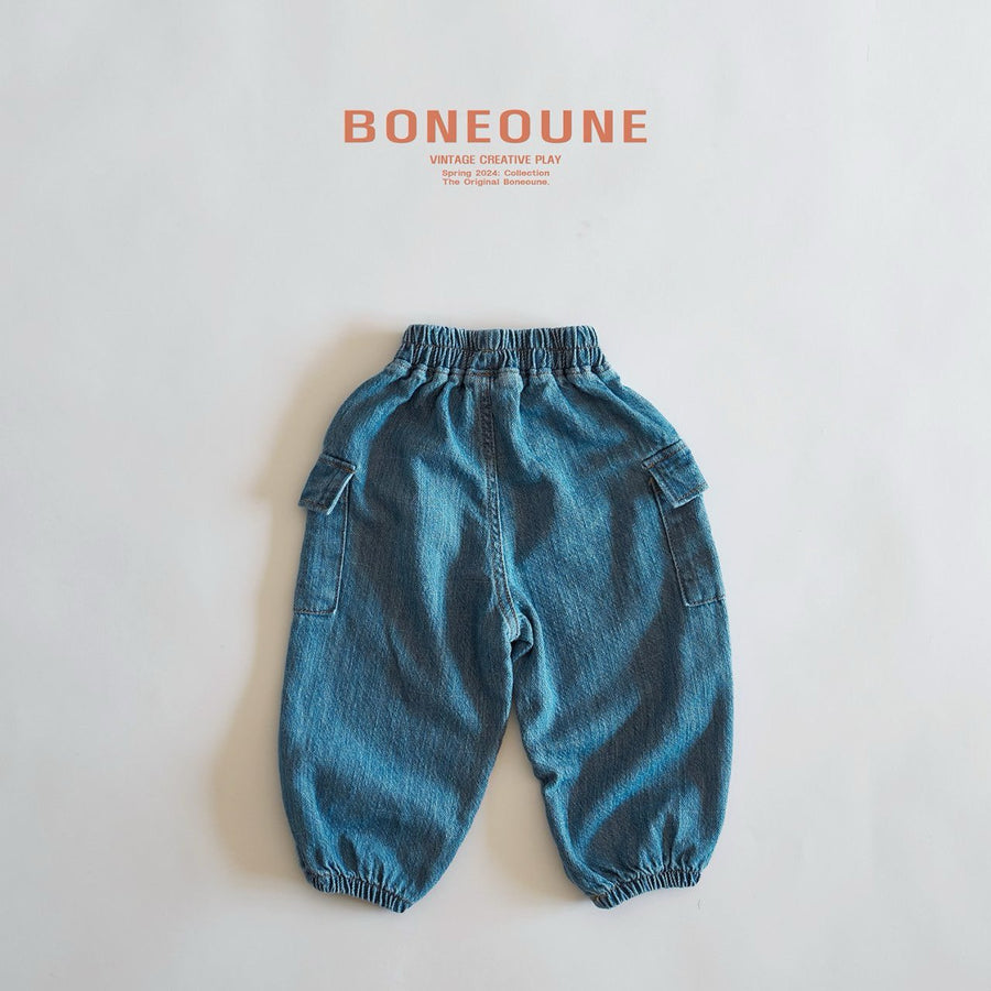 【予約】BONEOUNE ソフトカーゴデニムパンツ---bn504