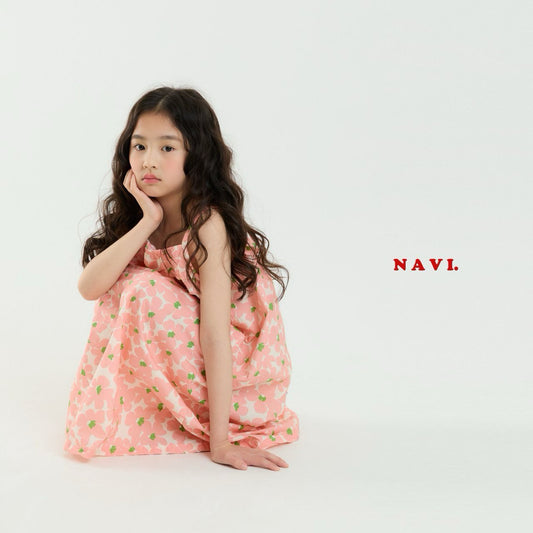 【予約】navi フラワープリントワンピース---na080