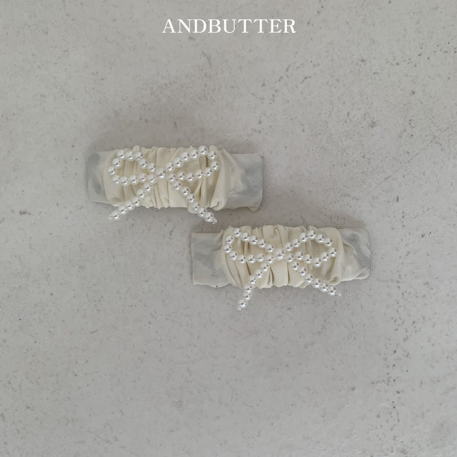 【予約】andbutter パールリボンヘアピンセット---an112